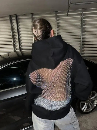 Back hollow Mesh Hoodie