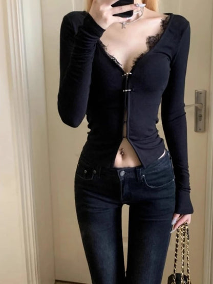 Lace Patchwork Knitted Cardigan