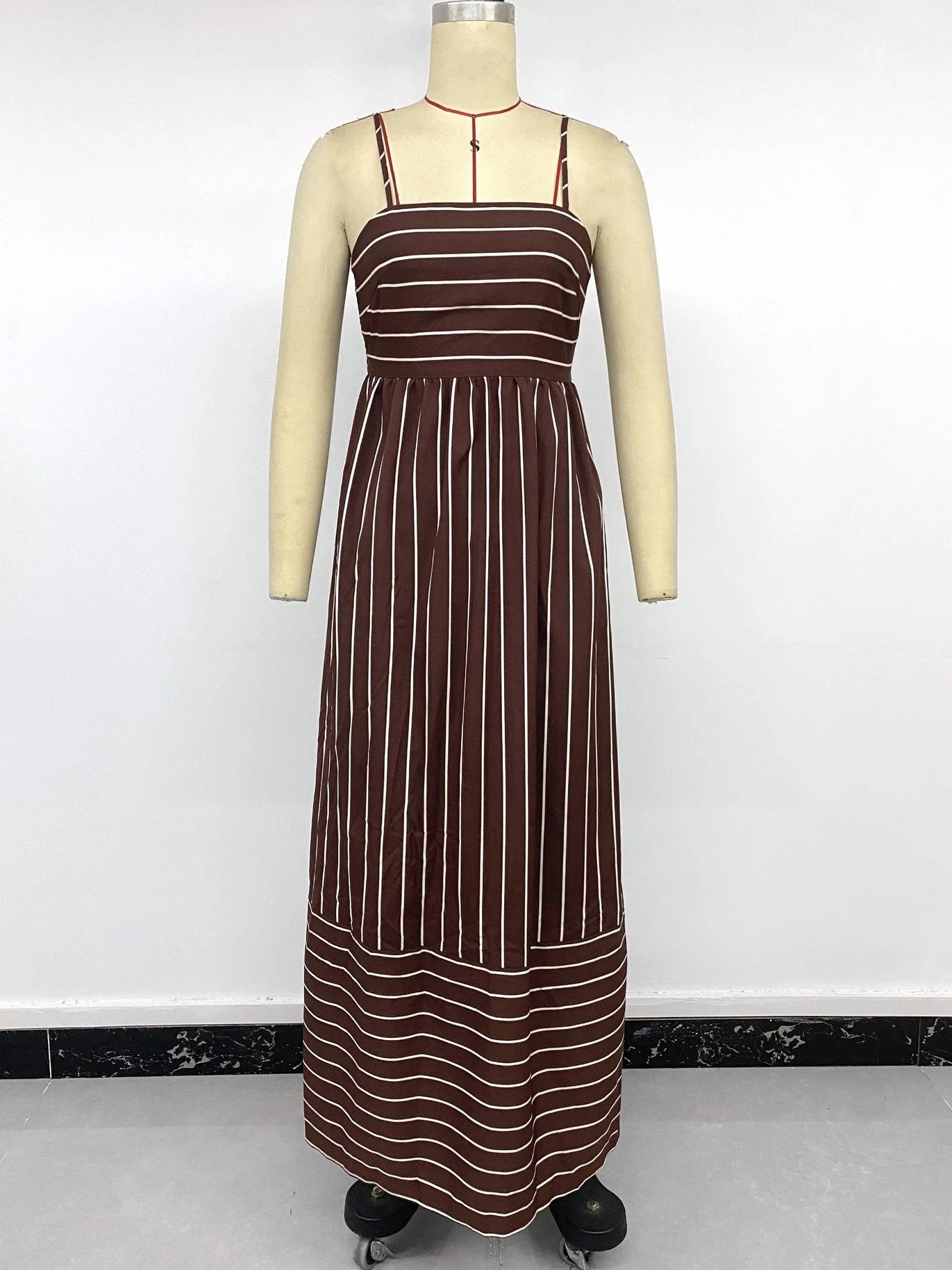 Striped Backless Loose Beach Dress