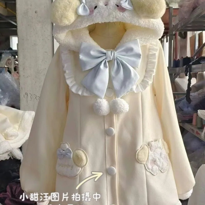 Abrigo Harajuku Kawaii Sweet Lolita para mujer, chaquetas rosas de otoño-invierno 2026, tops gruesos y cálidos informales que combinan con todo