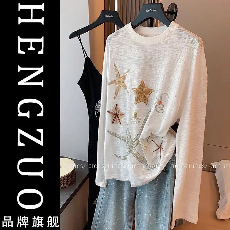 Camiseta de manga larga con estrellas de mar