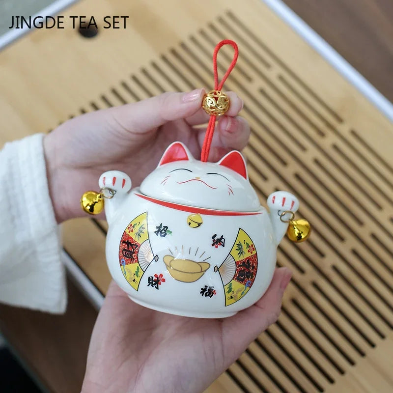 Lucky Cat Ceramic Tea Tin