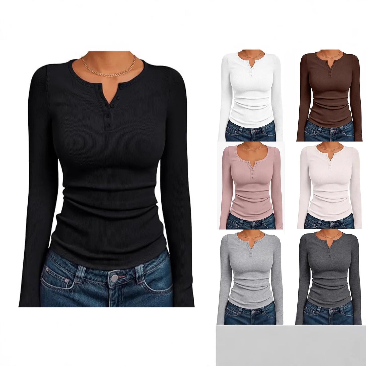 Long Sleeve Slim Fit Henry Collar T-Shirt