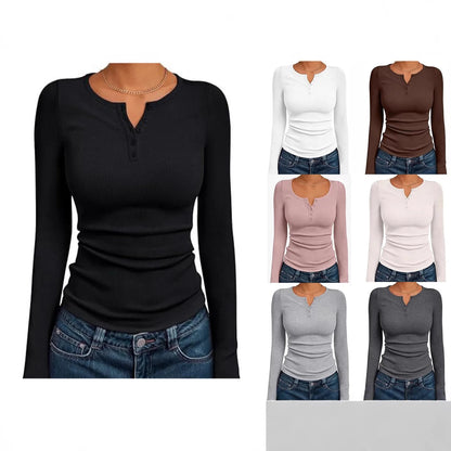 Long Sleeve Slim Fit Henry Collar T-Shirt