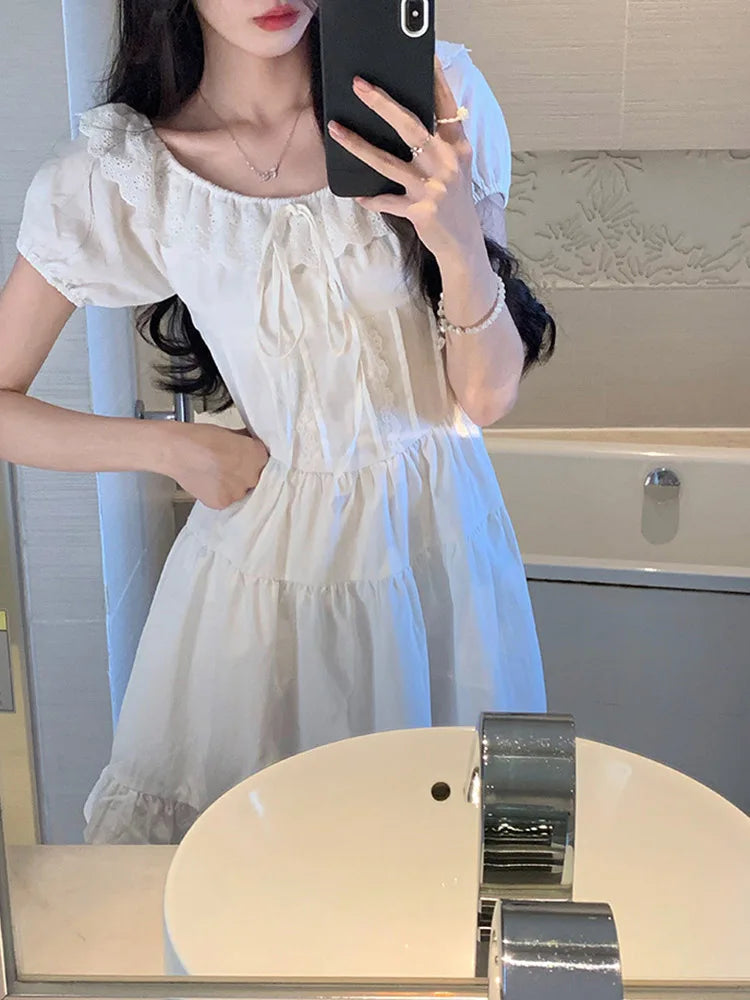 Lace Up A Line Mini Dress