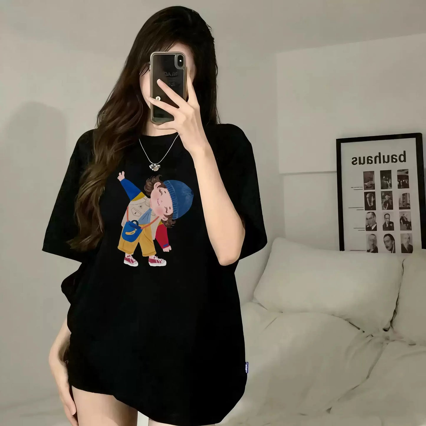 Camiseta holgada de manga corta con estampado floral