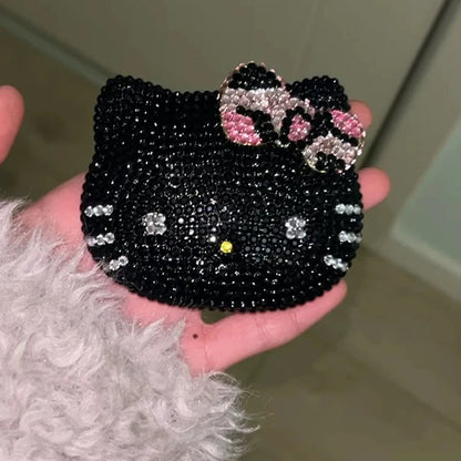 Shiny Sticking Diamond Makeup Cartoon Lovely Mini Mirrors And Comb