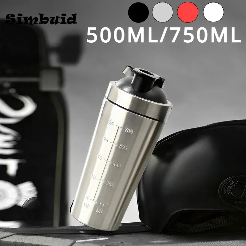 Stainless Steel Protein Powder Shaker Bottle with Steel Ball and Scale