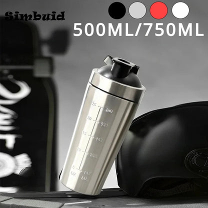 Stainless Steel Protein Powder Shaker Bottle with Steel Ball and Scale