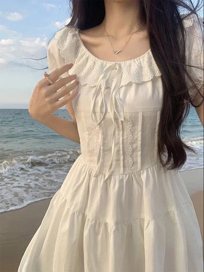 Lace Up A Line Mini Dress