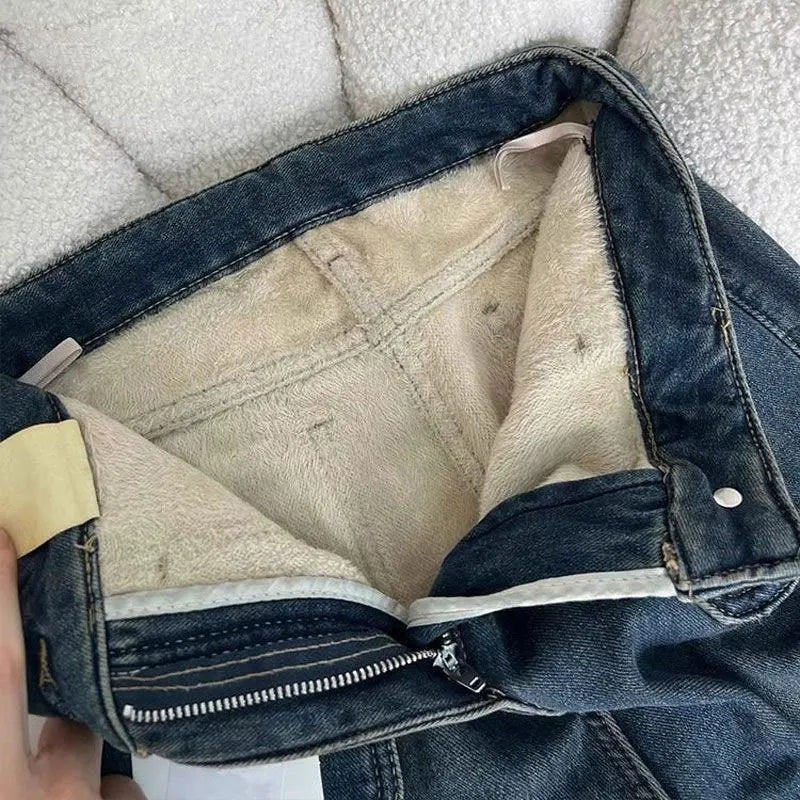Velvet Lined Straight Jeans
