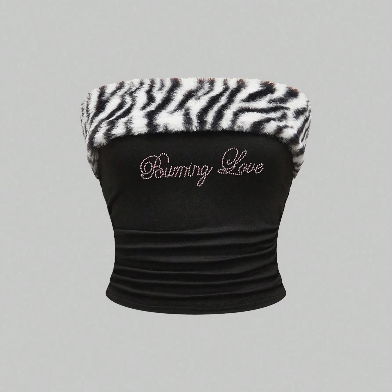 Top tubo con diseño de pedrería "Burning Love"