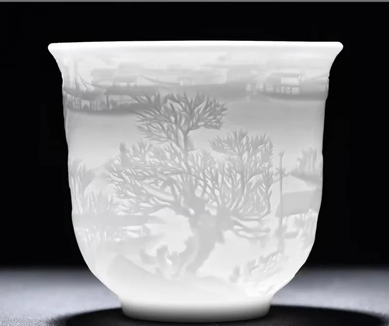 Yangzhi Jade Porcelain Heart Sutra Cup