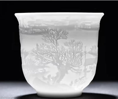 Yangzhi Jade Porcelain Heart Sutra Cup