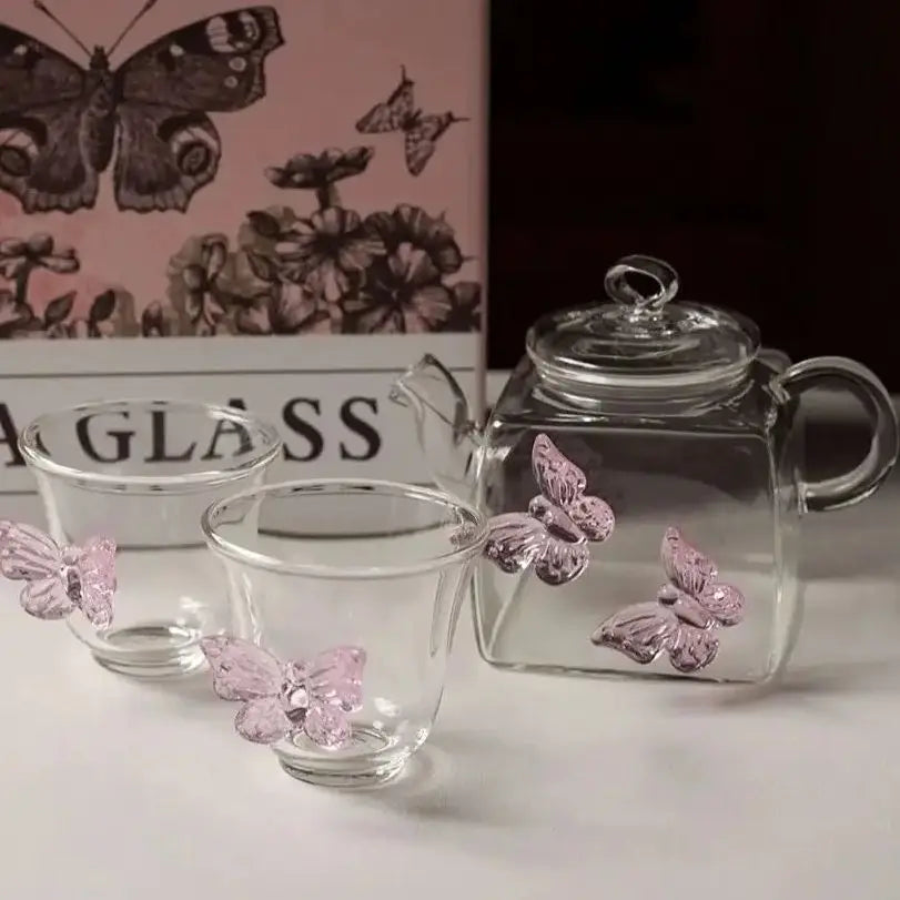 3D Sculpture Butterfly Glass Teapot