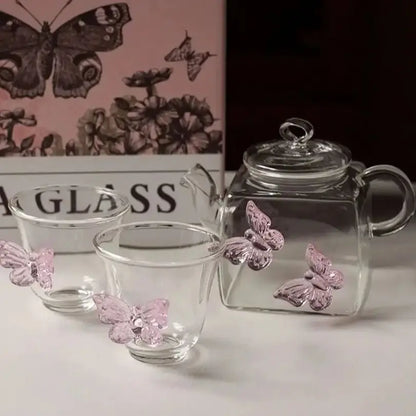 3D Sculpture Butterfly Glass Teapot