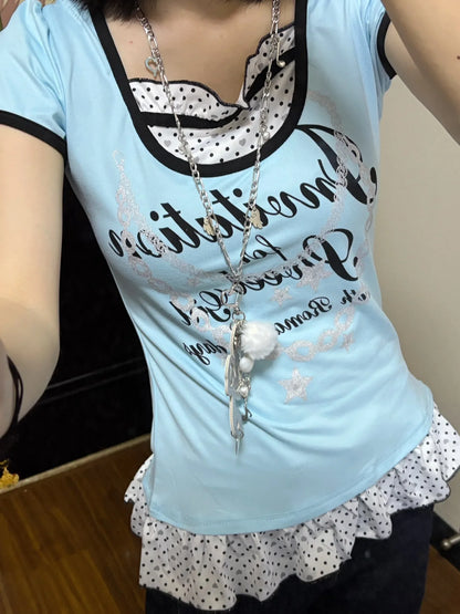 Lace O-neck Sweet Tee