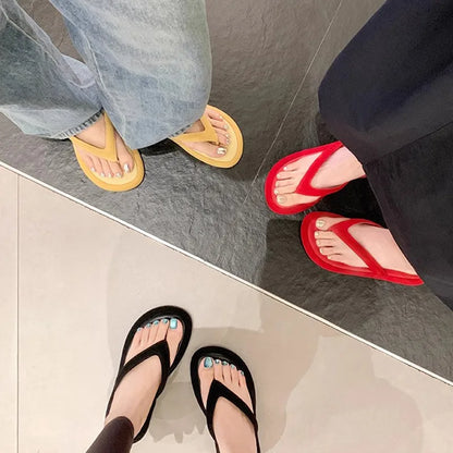 chanclas de mujer de colores caramelo, nuevo diseño, cómodas, para playa, zapatos deslizantes, sandalias de plataforma para mujer, de verano, para exterior, tipo jandal