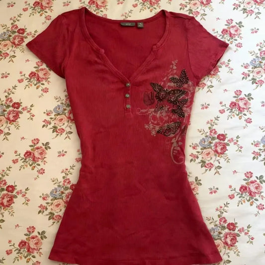 Camiseta estampada de mariposas
