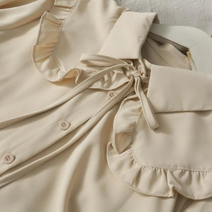 Blusas Dulces para Mujer Lindas Blusas con Cuello Peter Pan S-3XL Holgadas Moda Temperamento Minimalista Lolita Ropa Francesa Elegante de Moda 5 Colores
