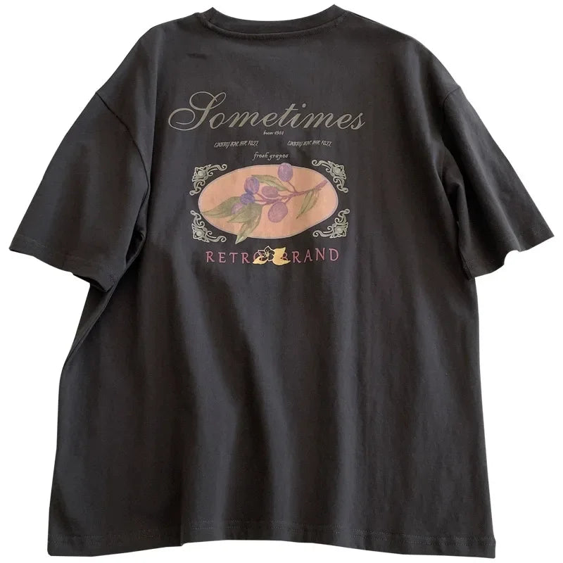 Camiseta holgada de manga corta con estampado floral