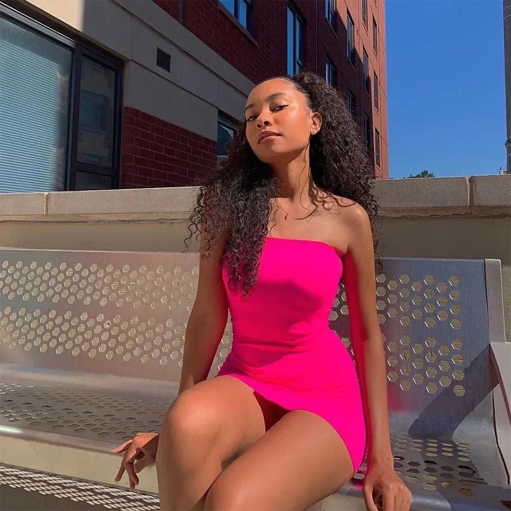 Strapless Off Shoulder Bodycon Glove Dress