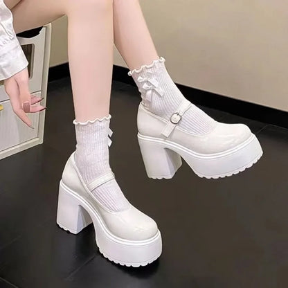 Chunky Platform Ankle Strap Pumps