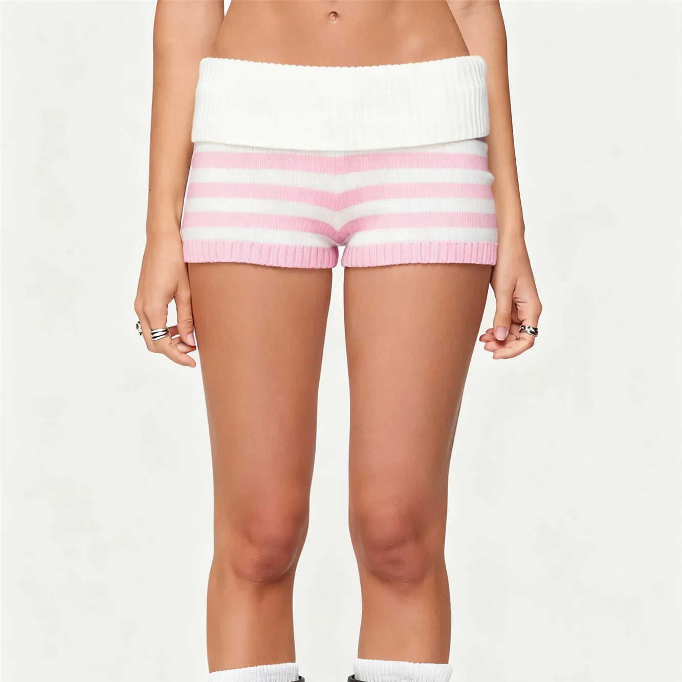 Striped Knit Micro Shorts