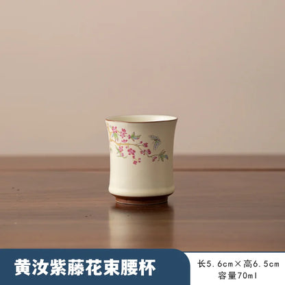 Beige Ru Kiln Wisteria Flower Teapot