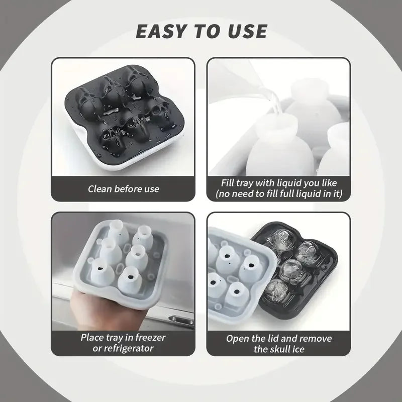 Food Grade Silicone 3D Skull Ice Cube Tray