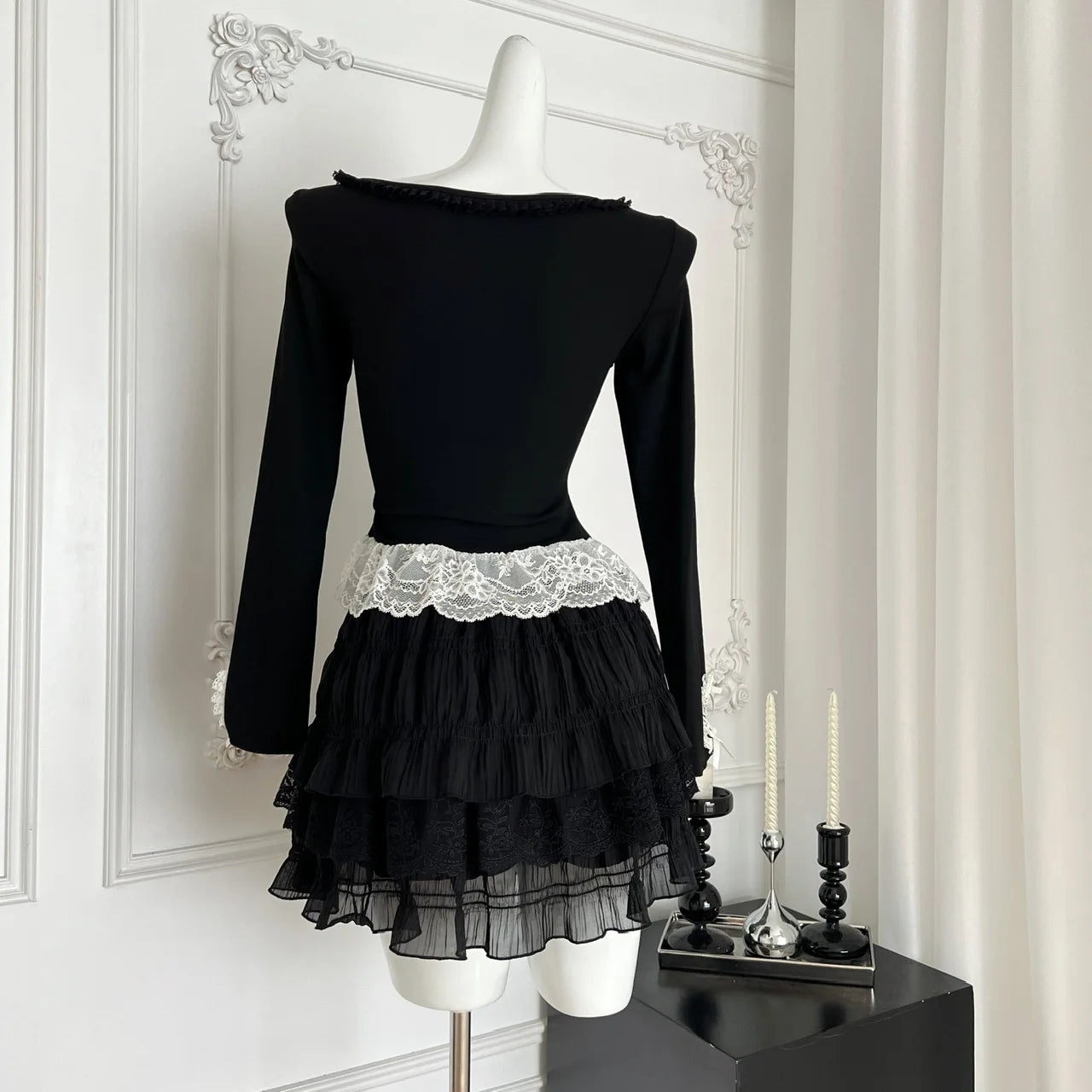 Conjunto de Top de Dos Piezas Falso + Minifalda de Capas