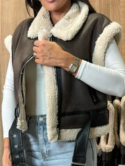 Leather Sherpa Vest