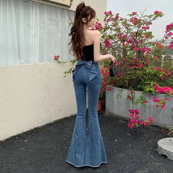 High Waist 3D Bow Knot Jeans
