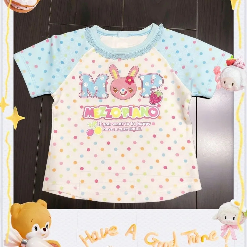 Camiseta Estampada de Conejo a Lunares