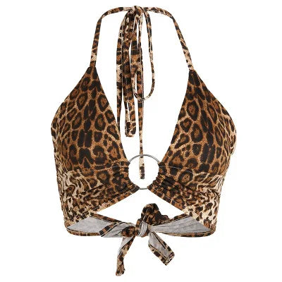 Leopard Print Halter Crop Top