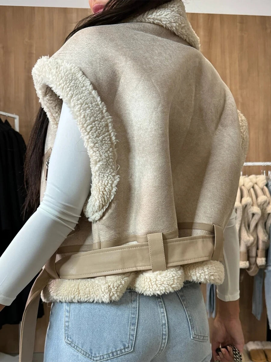 Leather Sherpa Vest