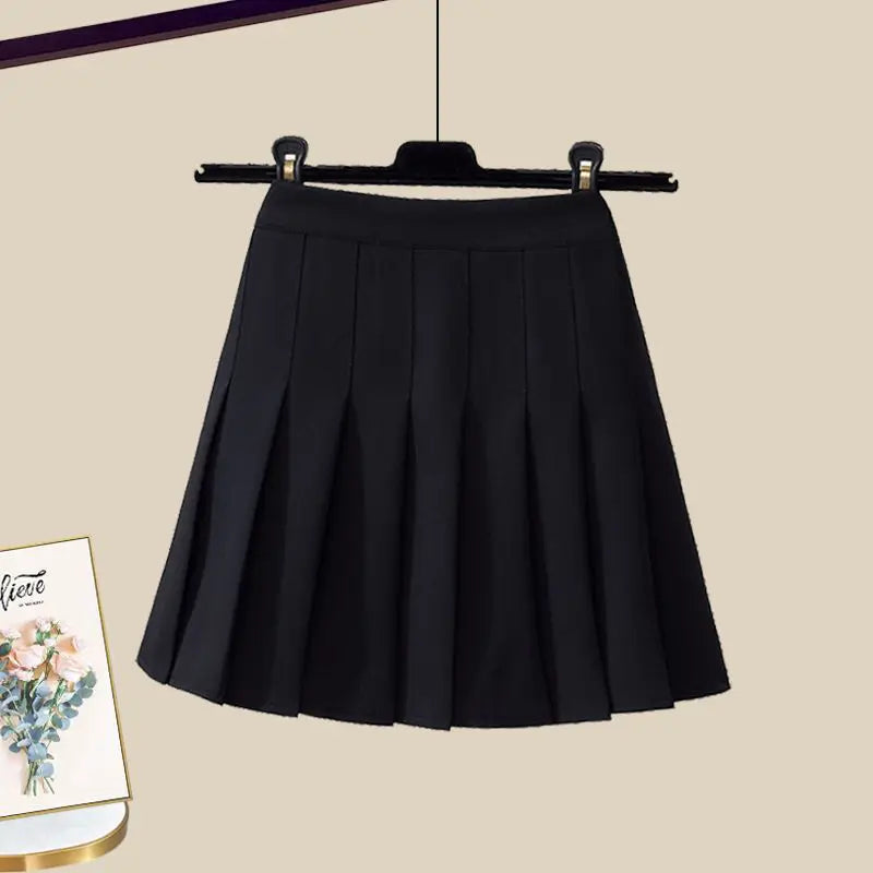 Chica 2026 Verano Nueva Moda En Vestido Conjunto A juego Dama Coreana Elegante Camisa de Manga Corta + Falda Plisada Corta Traje de Dos Piezas