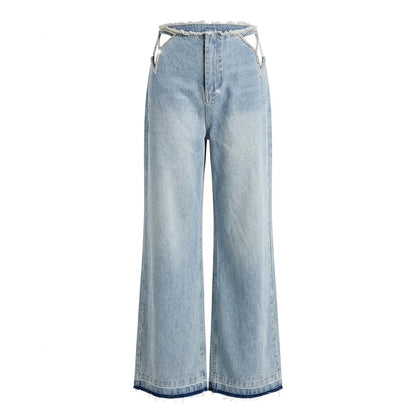 ReddaChic Crystal Embellished Wide Leg Jeans