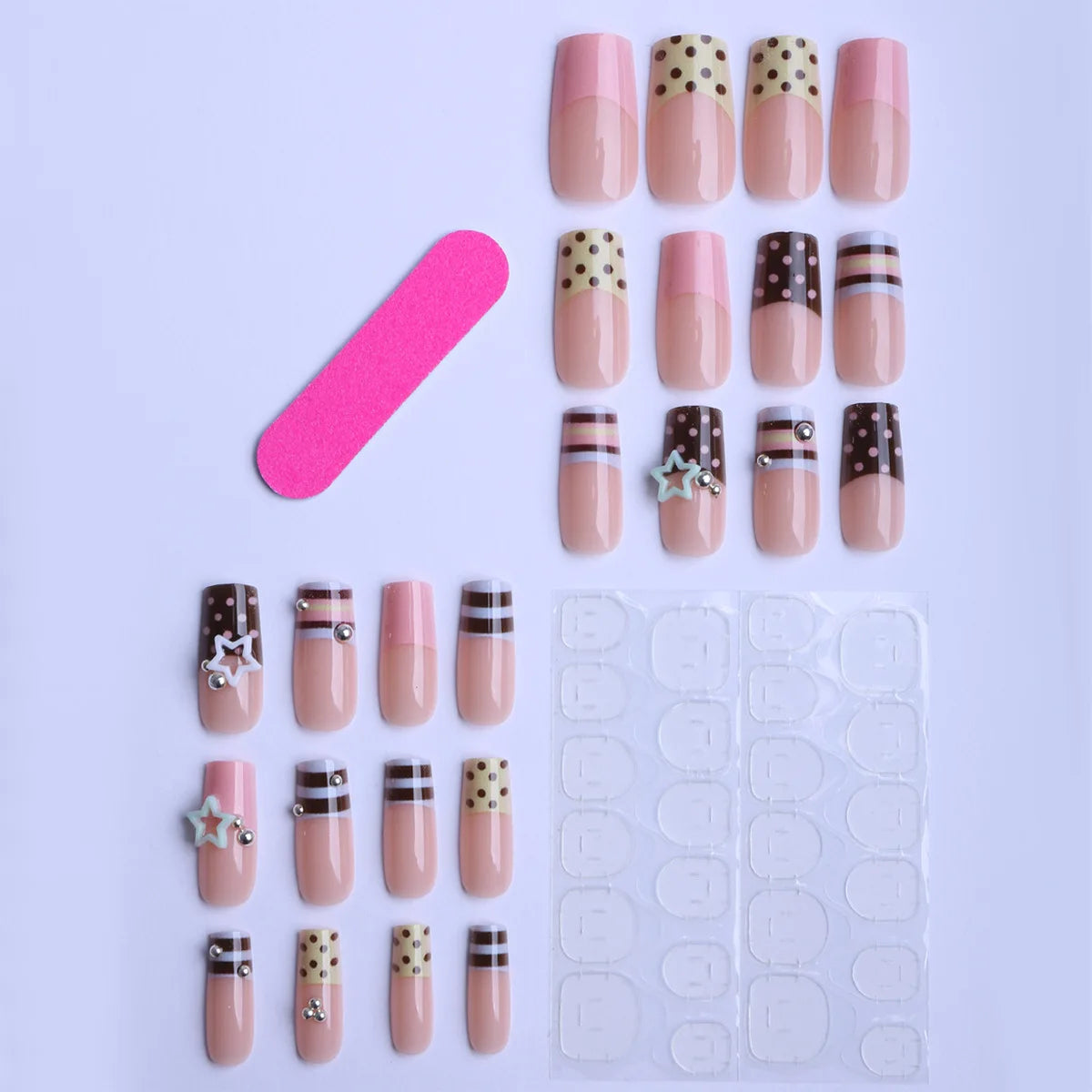24 unidades de uñas postizas Y2K con estrellas dulces