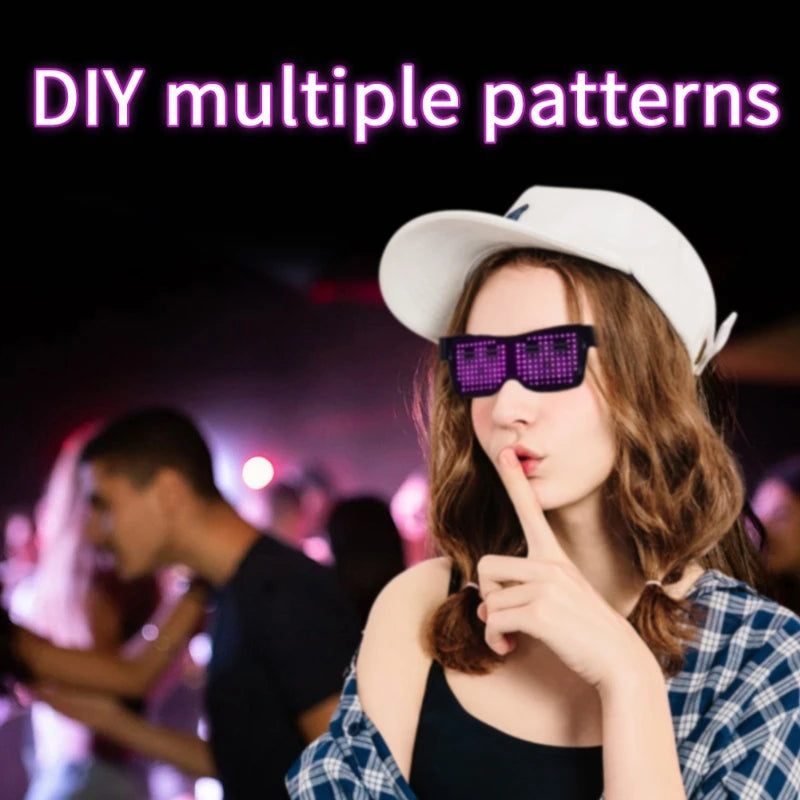 Bluetooth Programmable LED Text USB Charging Display Glasses