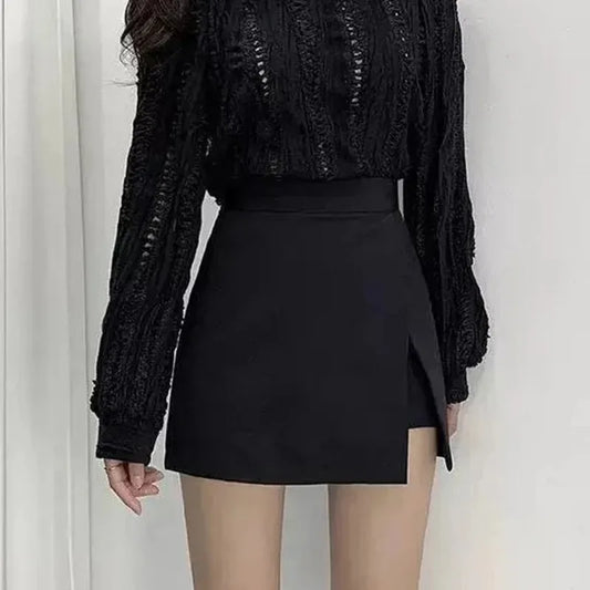 Irregular Side Slits High Waist A Line Shorts Skirt