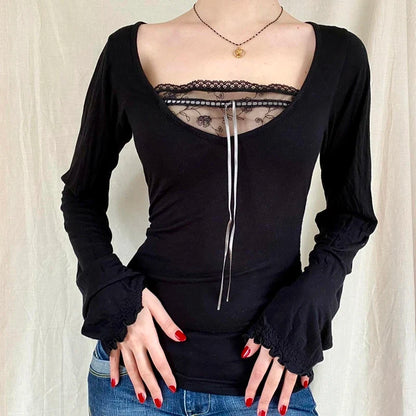 Ribbed Knitted Long Sleeve Slim Fit Tees