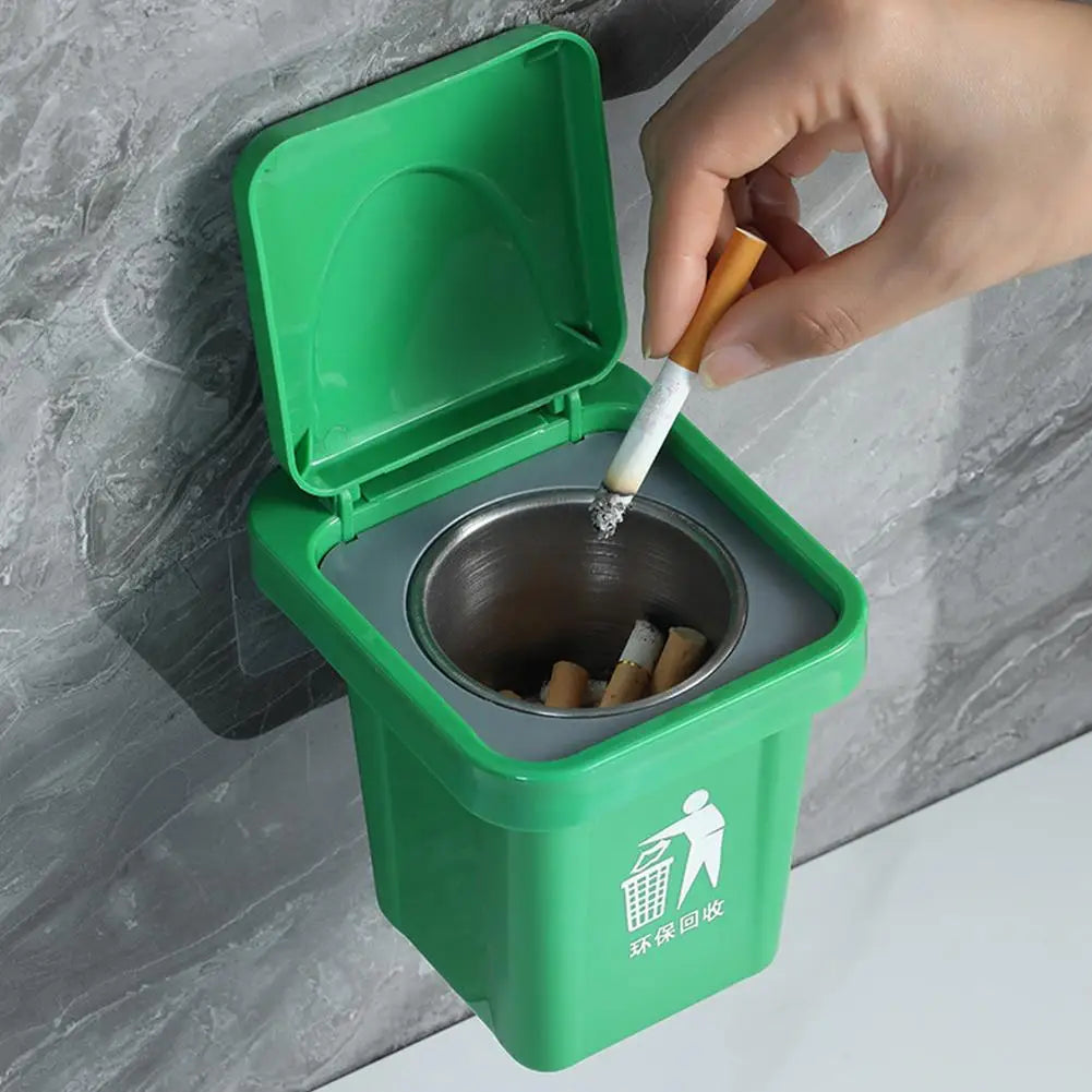 Stainless Steel Wall-Mounted Ashtray with Lid