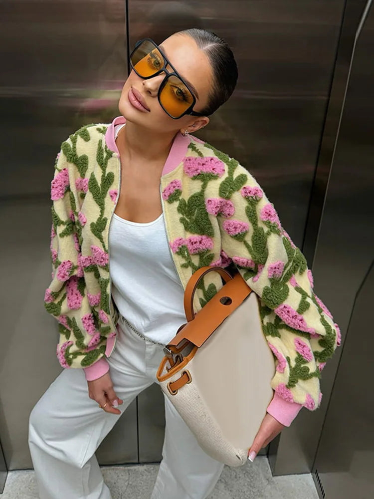 3D Floral Bomber Jacket