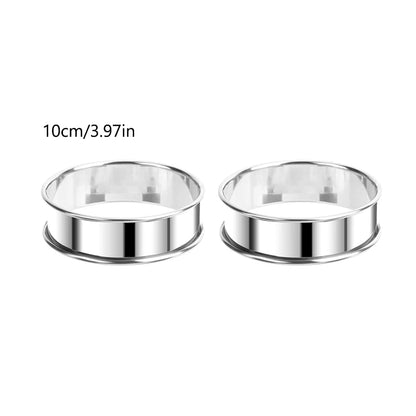 2pcs Stainless Steel Double Rolled Baking Circle Tart Ring