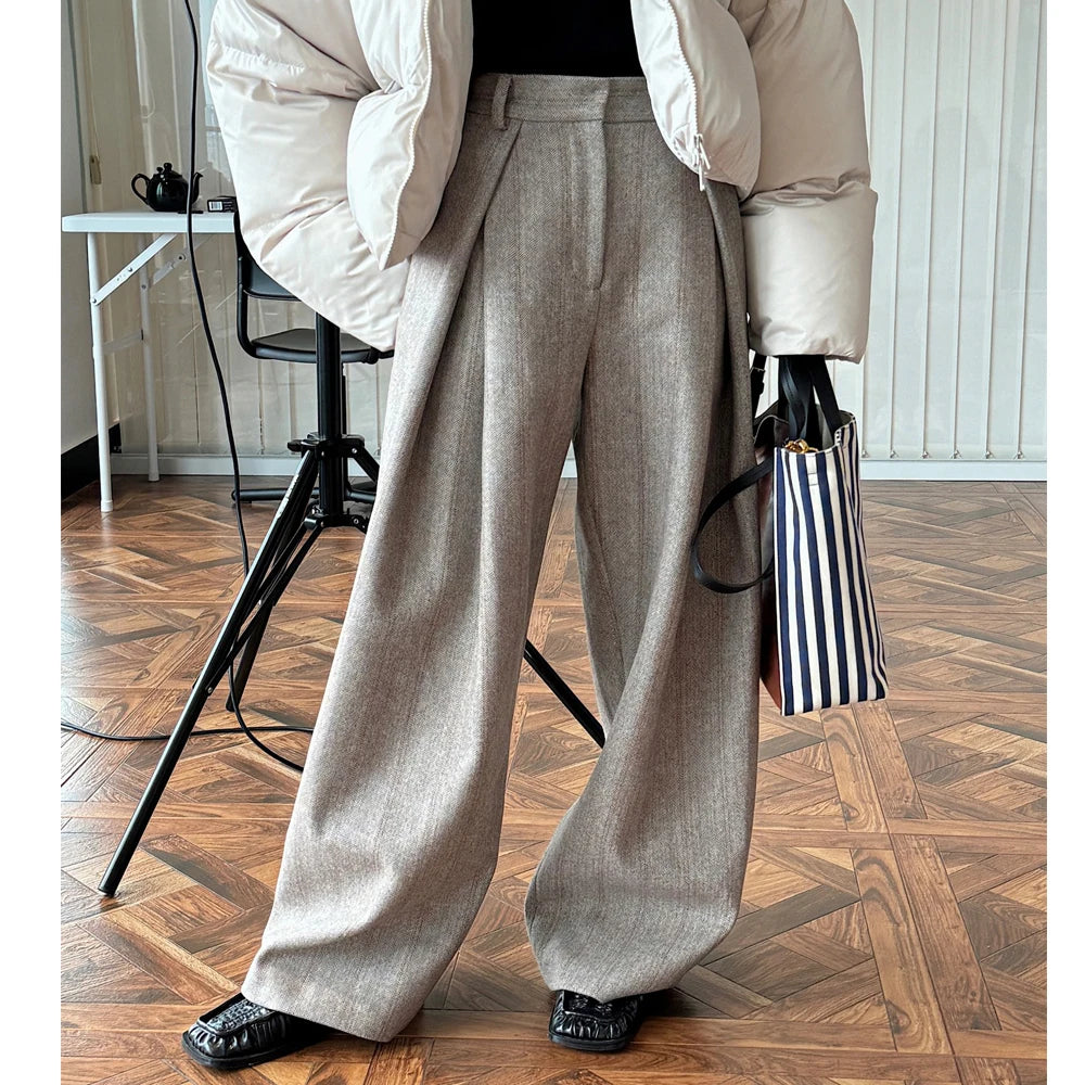 Wide Leg High Waist Striped Straight Pants