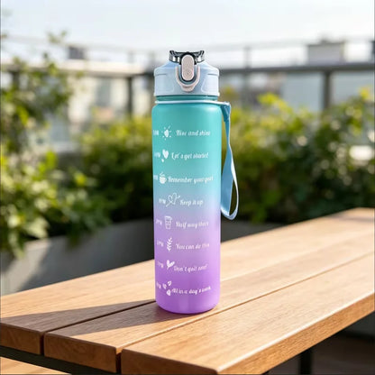 Frosted Gradient Water Bottle with Portable Straw and Handle