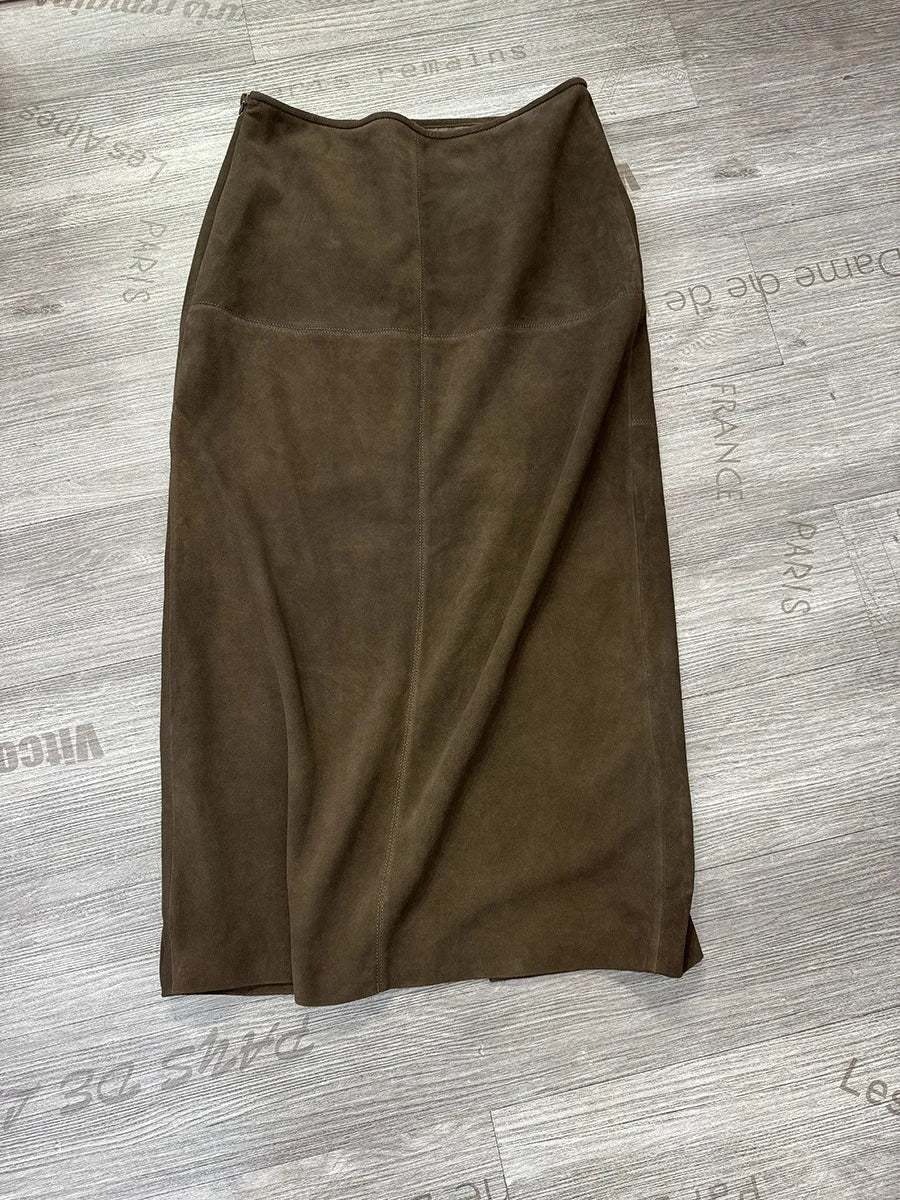 Sheepskin Suede Leather Skirt