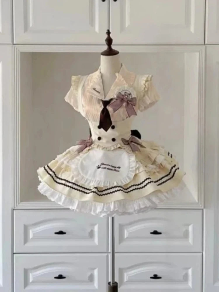 Conjunto de Corsé de Encaje y Falda Abullonada