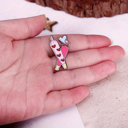 Flash Heart Badge Brooch Smoke Enamel Supporting Fan Pin